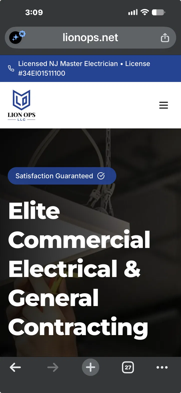 Lion Ops website homepage on a phone